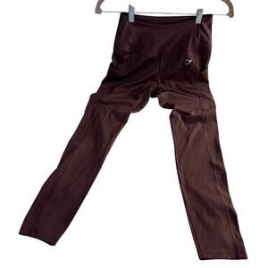 Gymshark Ankle Length Tights Polyester Maroon Womens Size Small